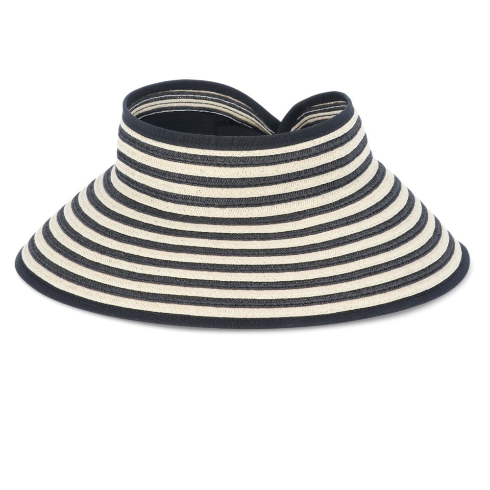 Women’s Packable Stripe Visor, Black/Natural striped, One Size Fits Most